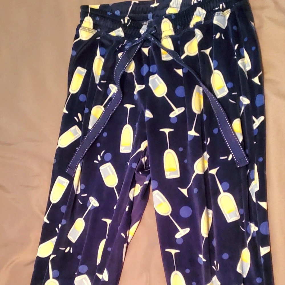 Champagne Glasses Fleece Pajama Pants Size Small.